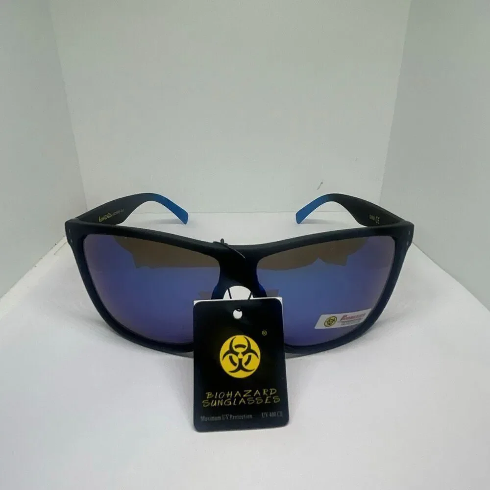 Biohazard Mirrored Sunglasses Men’s UV400 Protection